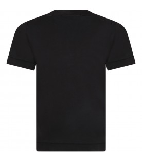Black T-shirt for kids with patch logo