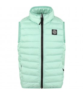 Green gilet for boy with iconic compass