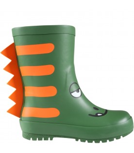 Green rain-boots for boy with chameleon