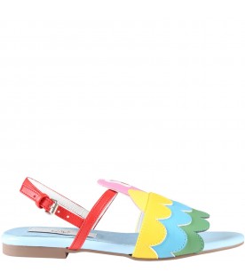 Multicolor sandals for girl with parrot