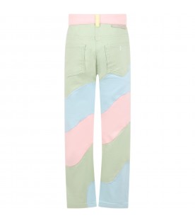 Multicolor jeans for girl with logo patch