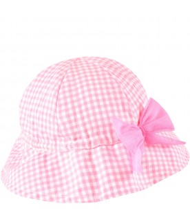 Fuchsia cloche for baby girl with ribbon