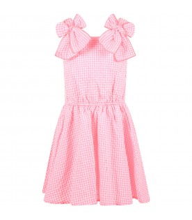 Multicolor dress for girl with logo patch
