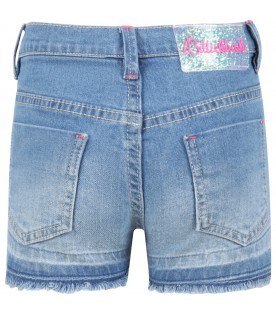 Blue shorts for girl with rhinestones