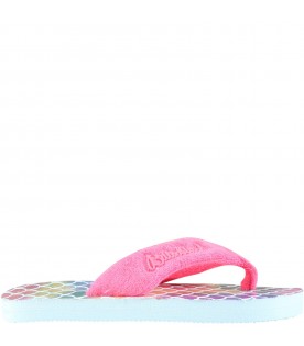 Multicolor flip-flops for girl with logo