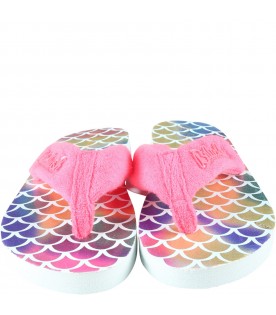 Multicolor flip-flops for girl with logo