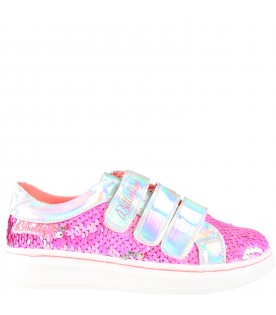 Multicolor sneakers for girl with sequins et logo