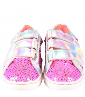 Multicolor sneakers for girl with sequins et logo