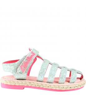 Multicolor sandals for girl with pink logo