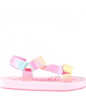 Pink sandals for girl with logo