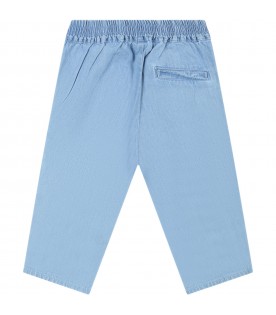 Light blue jeans for baby girl with logo patch