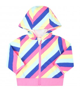 Multicolor sweatshirt for baby girl with logo patch