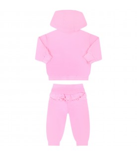 Pink set for baby girl with sun and logo