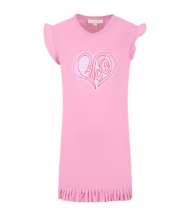 Fuchsia  dress for girl with heart
