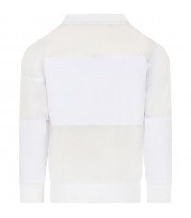 White sweatshirt for girl with black logo