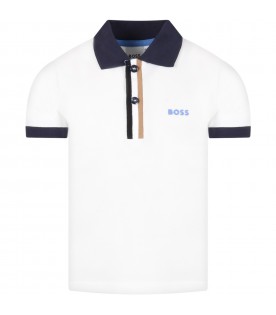 White polo shirt for boy with logo