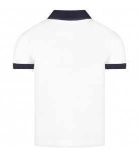 White polo shirt for boy with logo