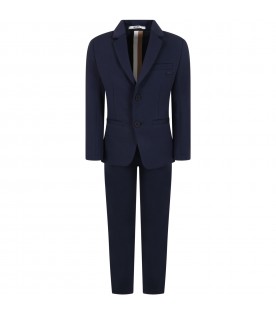 Blue suit for boy with logo patch