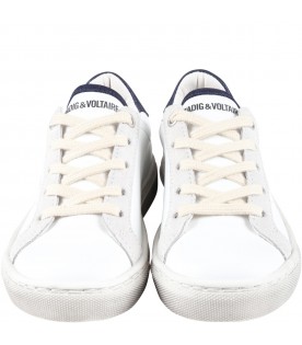 White sneakers for boy with logo