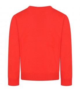 Red sweater for boy with white logo