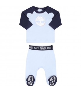 Light-blue set for baby boy with logo