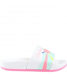 White sandals for girl with logo and heart