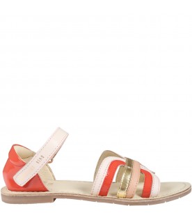 Multicolor sandals for girl with red details