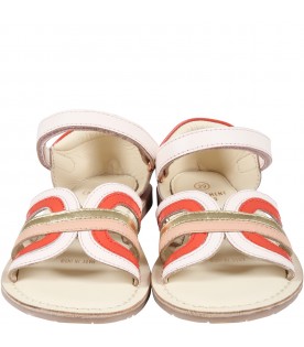 Multicolor sandals for girl with red details