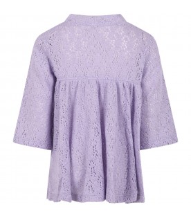 Purple cardigan for girl with lurex details