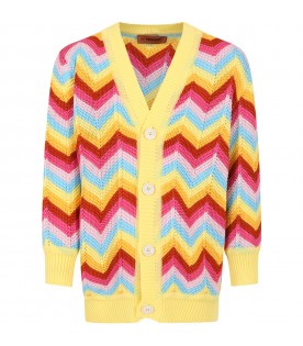 Multicolor cardigan for girl with chevron pattern
