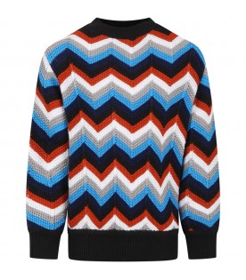 Multicolor sweater for boy with chevron pattern