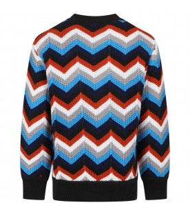 Multicolor sweater for boy with chevron pattern