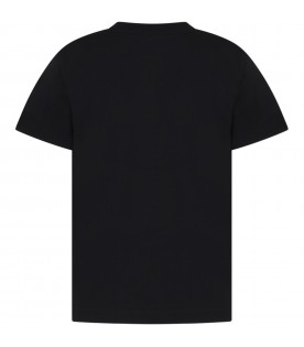 Black T-shirt for boy with logo patch