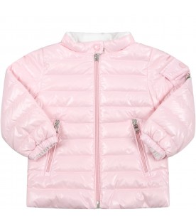 Pink "Paulas" jacket for baby girl with logo patch