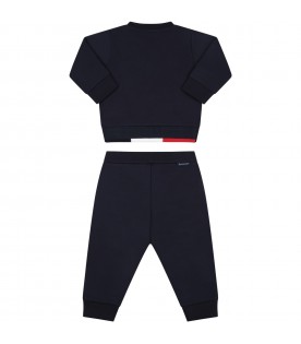 Completo blu sportivo per neonato con patch logato