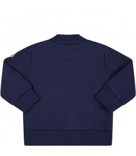 Blue sweatshirt for baby boy with logo patch