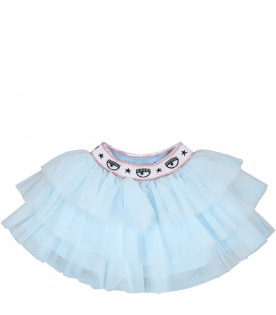 Light-blue skirt for baby girl with winks