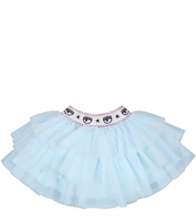 Light-blue skirt for baby girl with winks