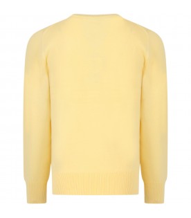 Yellow sweater for boy with light blue pony