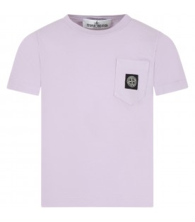 Purple T-shirt for boy with logo patch