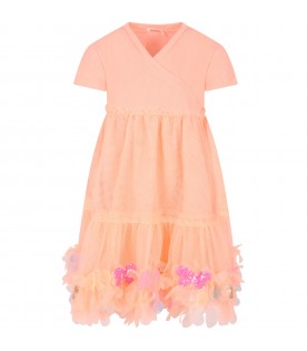 Orange dress for girl with butterflies