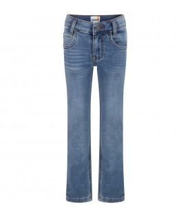Light-blue jeans for boy with logo patch