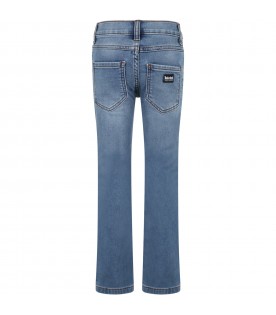 Light-blue jeans for boy with logo patch