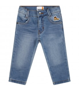 Light blue jeans for baby boy with patch