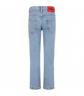 Light-blue jeans for boy with logo