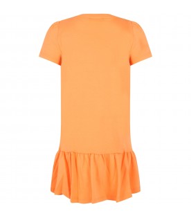 Orange dress for girl with logo