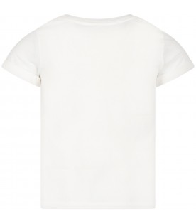 White T-shirt for girl with logo