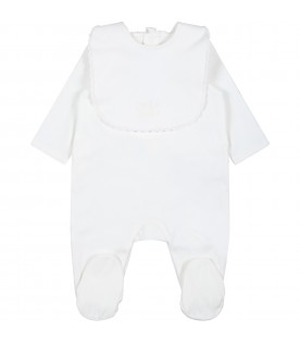 White set for baby girl with logo