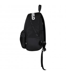 Black backpack for girl with white logo