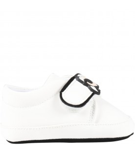 White shoes for baby boy with Karl